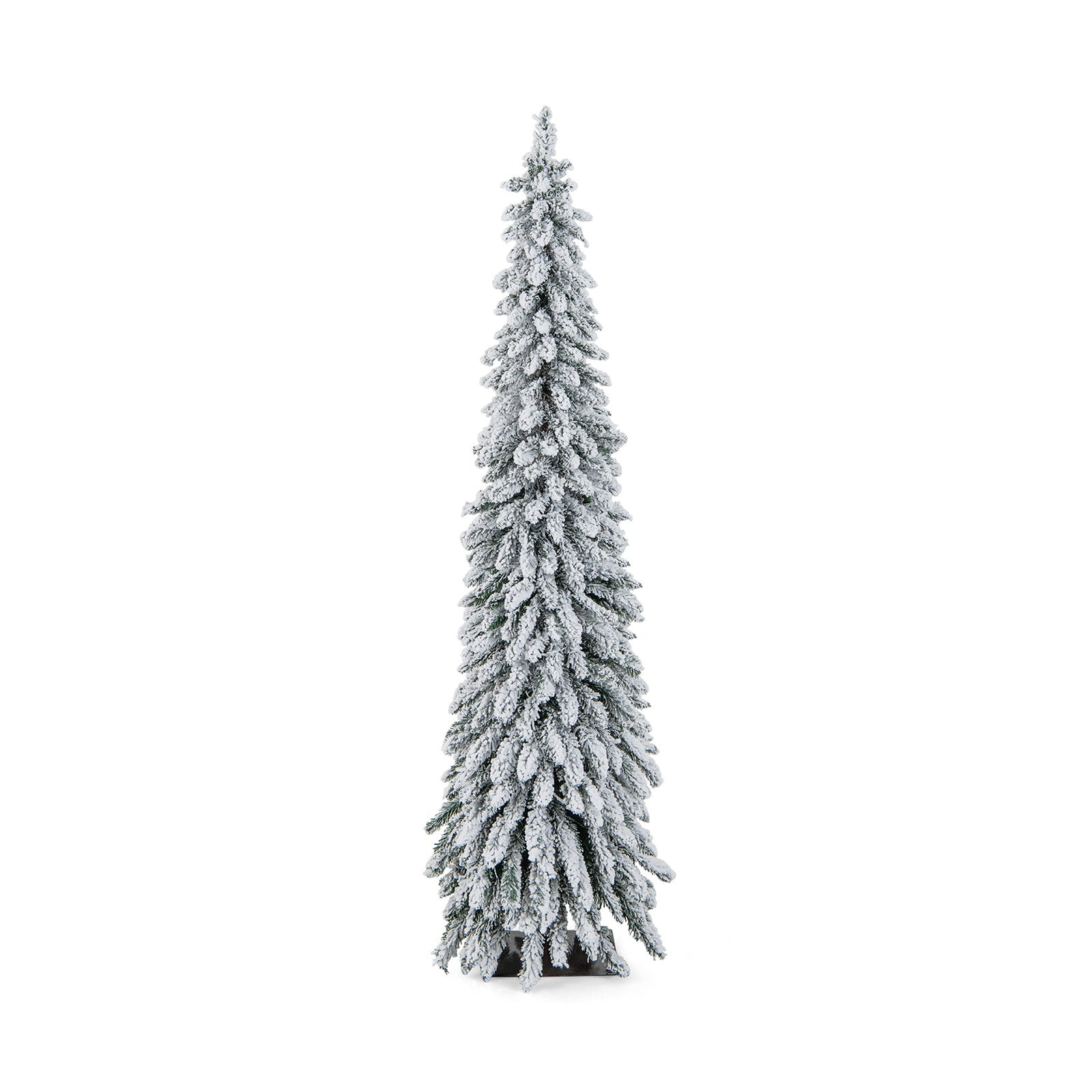 4 Feet Pre-Lit Artificial Christmas Tree Snow-Flocked Slim Pencil Xmas Decor - 6 Ft