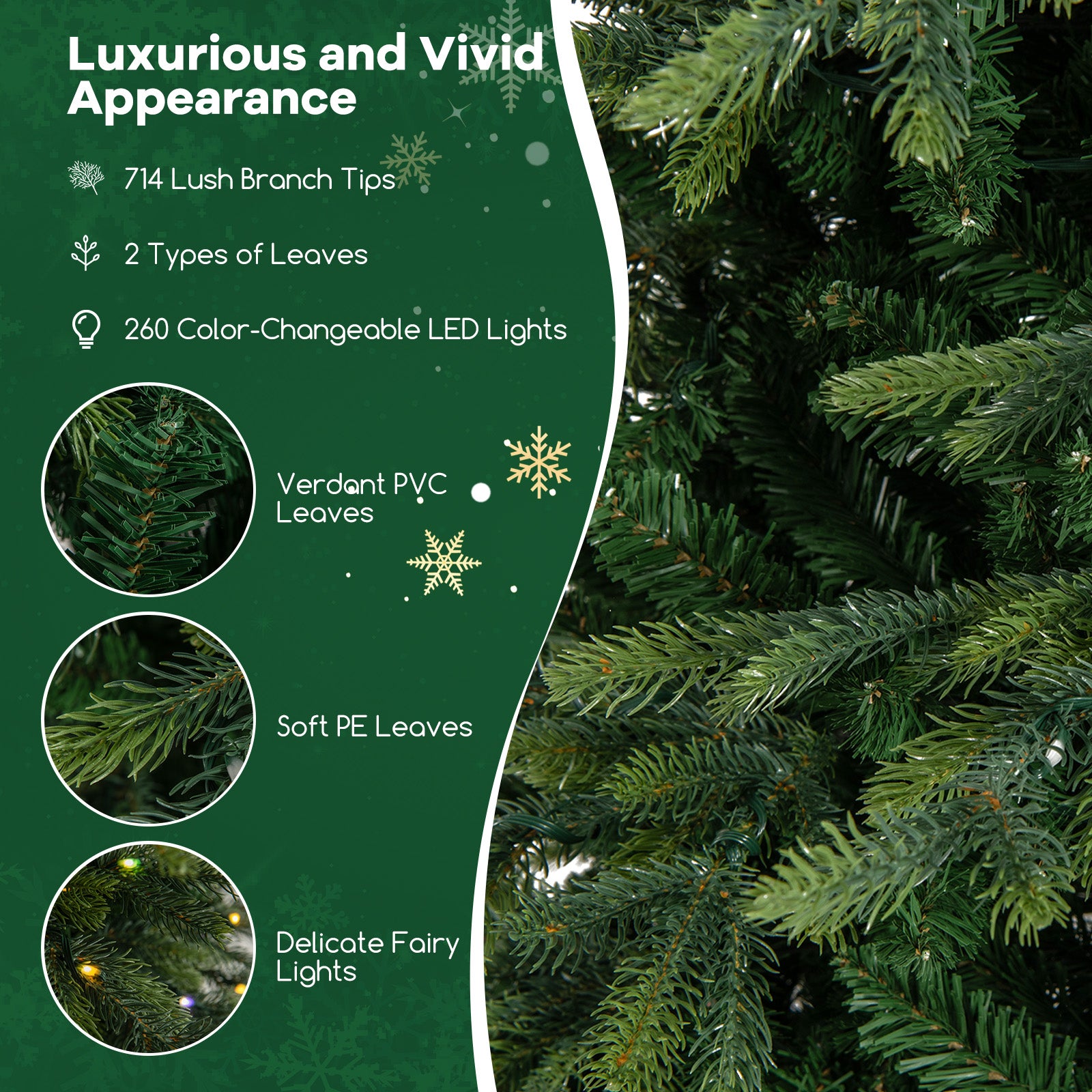 6 Feet Pre-Lit Artificial Christmas Tree with Warm White LED Lights