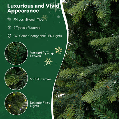 6 Feet Pre-Lit Artificial Christmas Tree with Warm White LED Lights