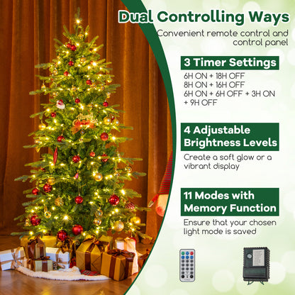 6 Feet Pre-Lit Artificial Christmas Tree with Warm White LED Lights