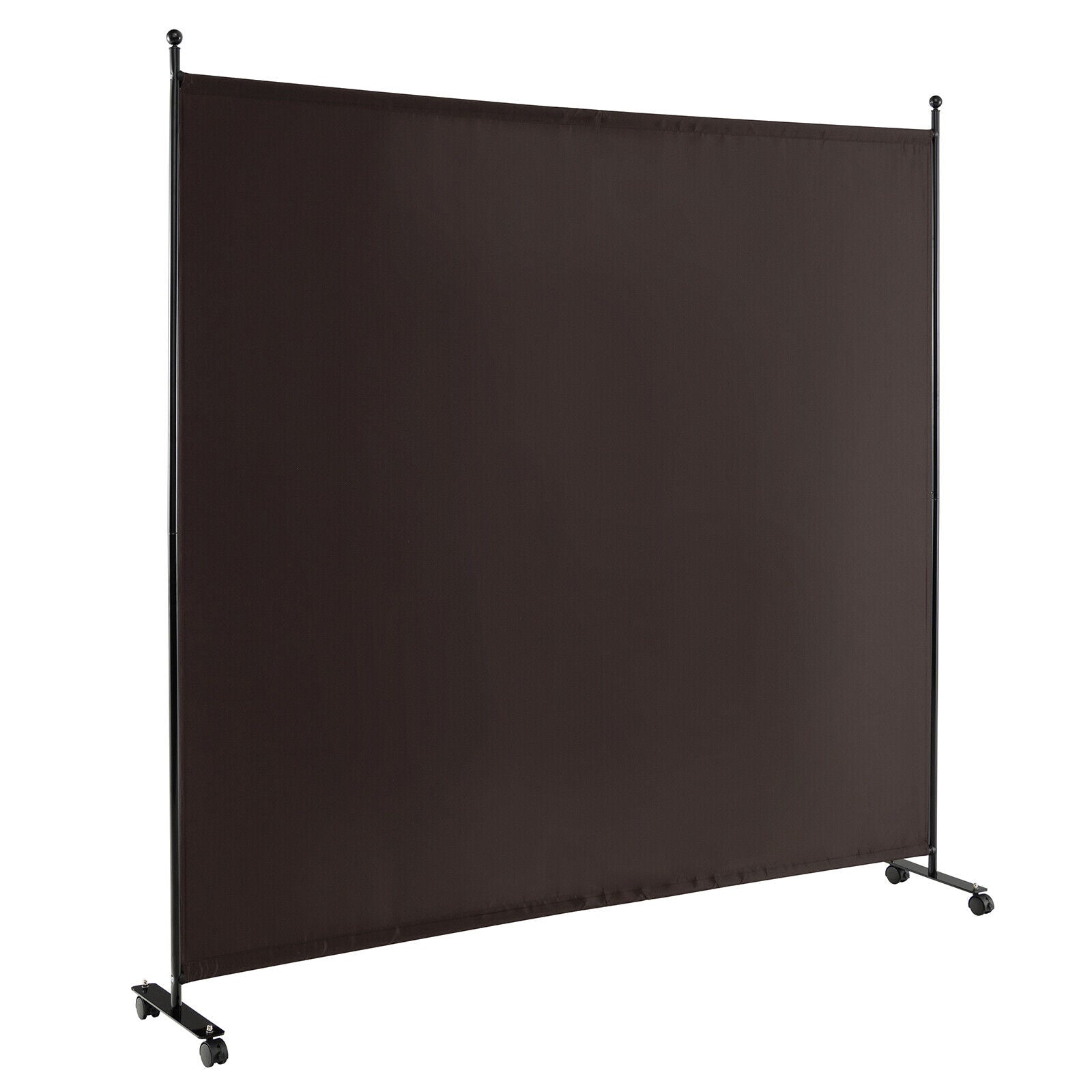 6 Feet Single Panel Rolling Room Divider with Smooth Wheels-White - Brown