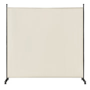 6 Feet Single Panel Rolling Room Divider with Smooth Wheels-White
