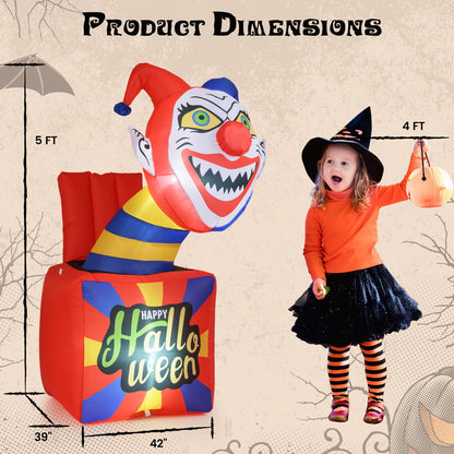 6 Ft Halloween Inflatable Clown with LED Lights for Indoor Outdoor Porch