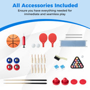 6-In-1 Combo Game Table with Basketball Billiards Ping Pong Hockey Shuffleboard