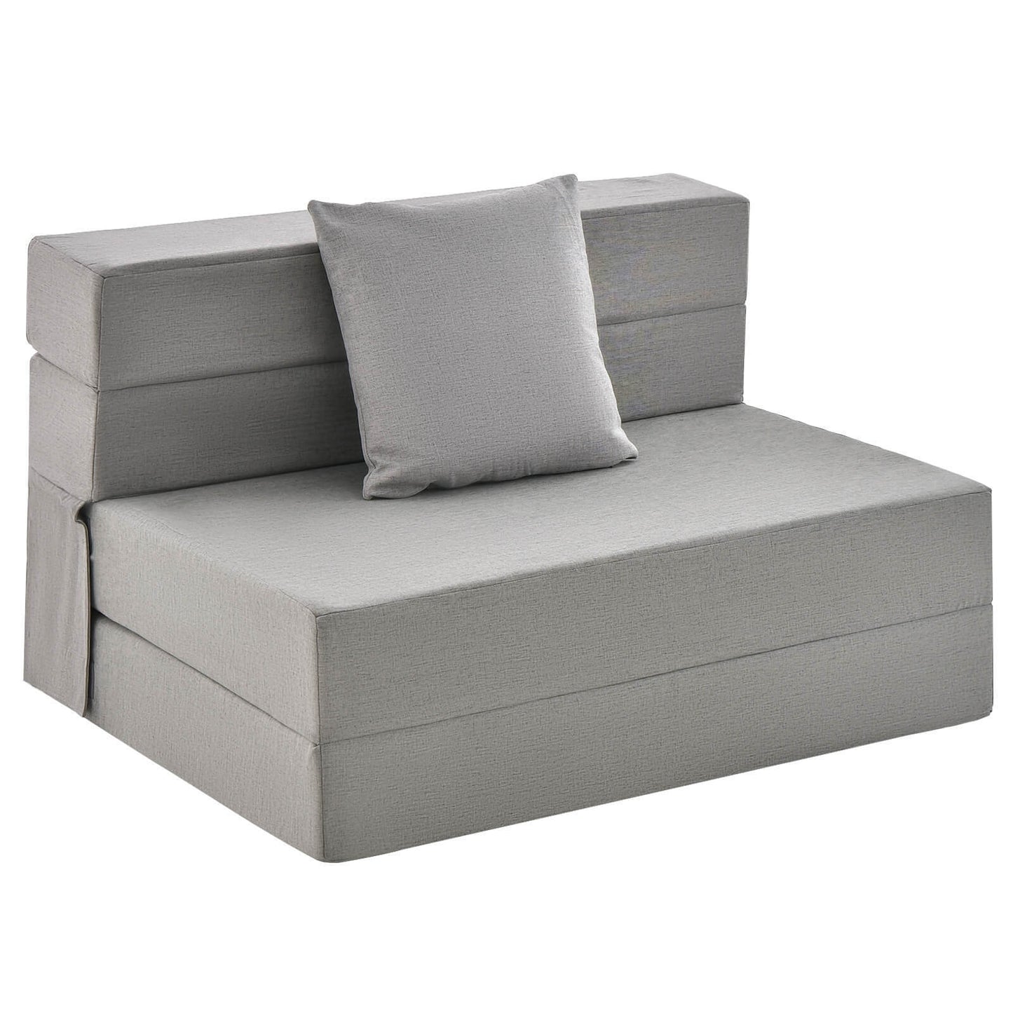 6 Inch Tri-fold Sofa Bed Folding Mattress with Pillow-Dark Gray - Light Gray