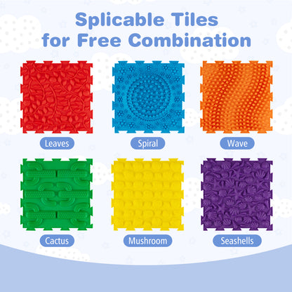 Interlocking Sensory Mats 6-Piece Set with Textured Surfaces