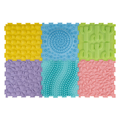 Interlocking Sensory Mats 6-Piece Set with Textured Surfaces