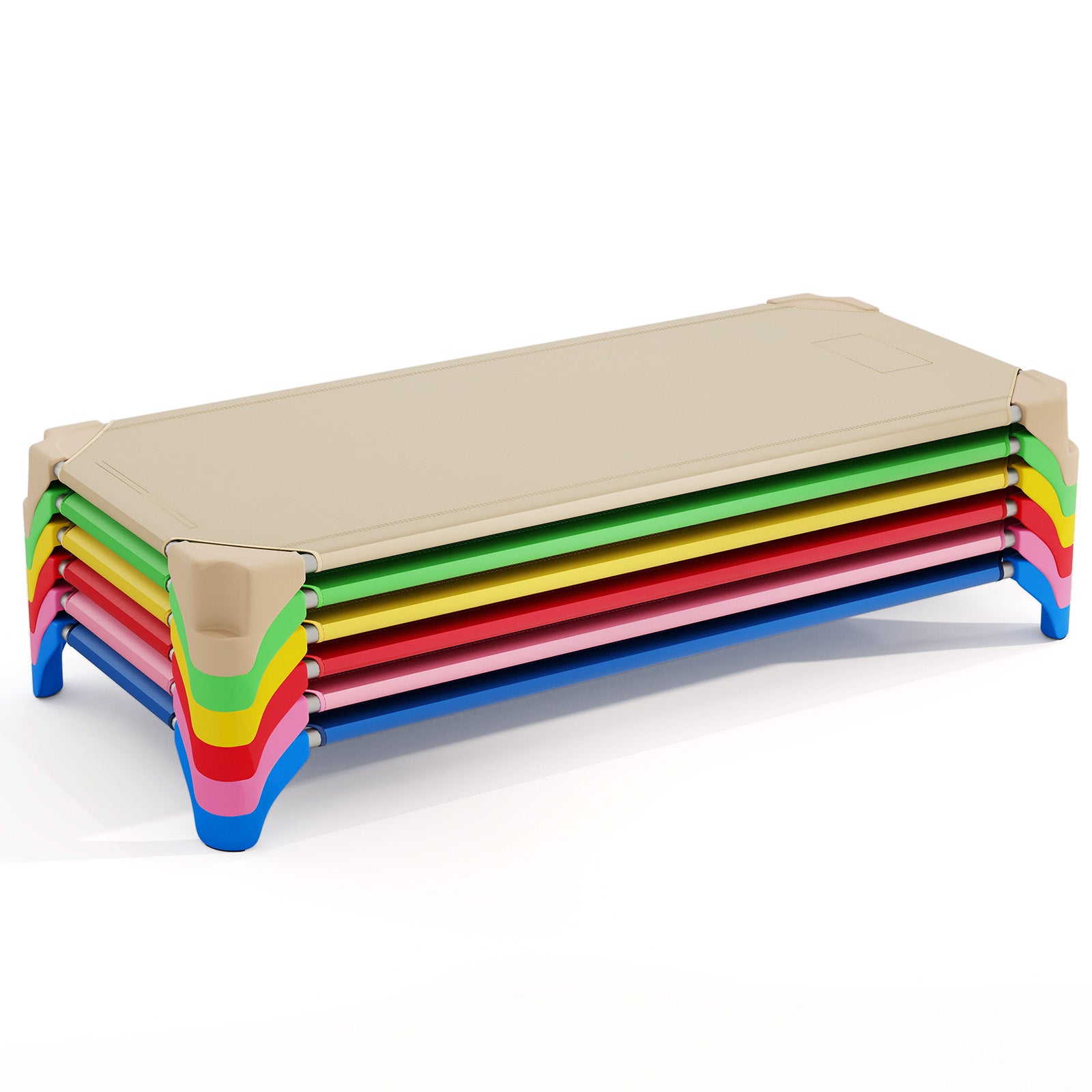 Portable 6 Pack Stackable Daycare Cots Sleeping Bed for Kids 52 Inch-Blue - Multicolor