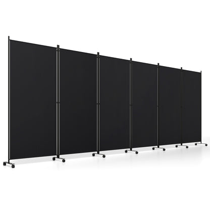 6-Panel Folding Room Divider with Wheels