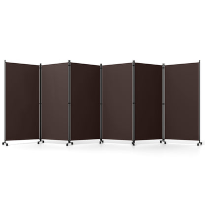 6-Panel Folding Room Divider with Wheels