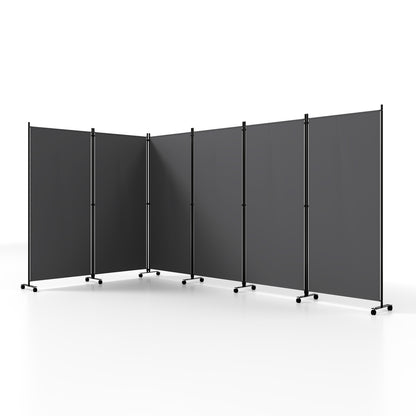 6-Panel Folding Room Divider with Wheels