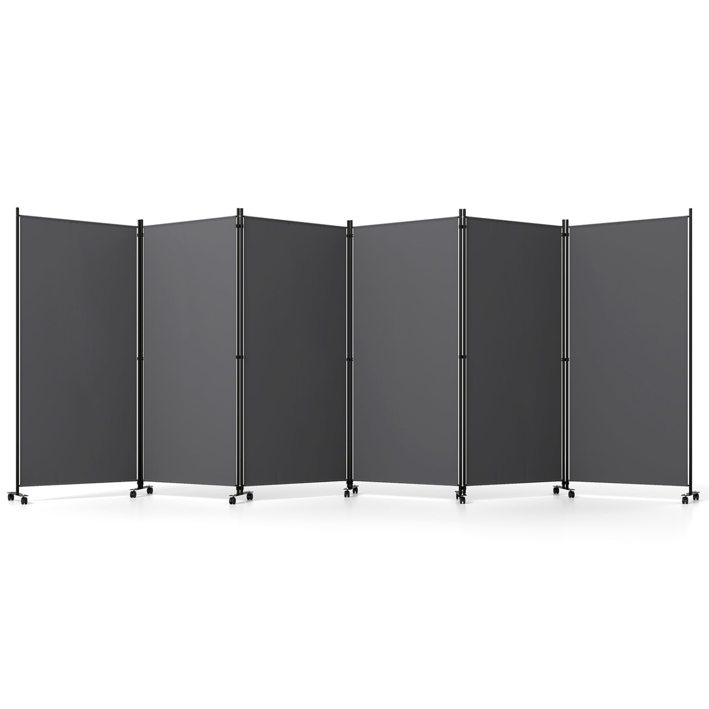 6-Panel Folding Room Divider with Wheels