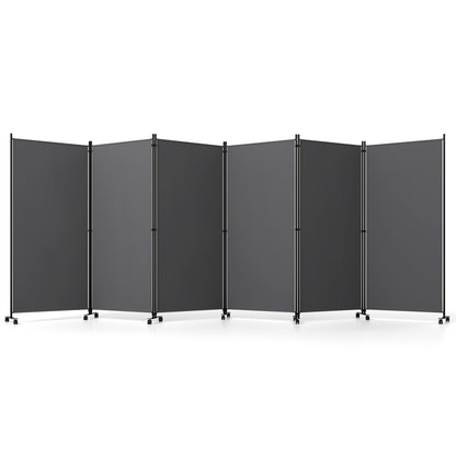 6-Panel Folding Room Divider with Wheels