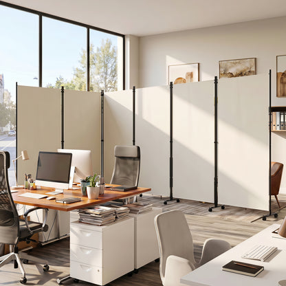 6-Panel Folding Room Divider with Wheels