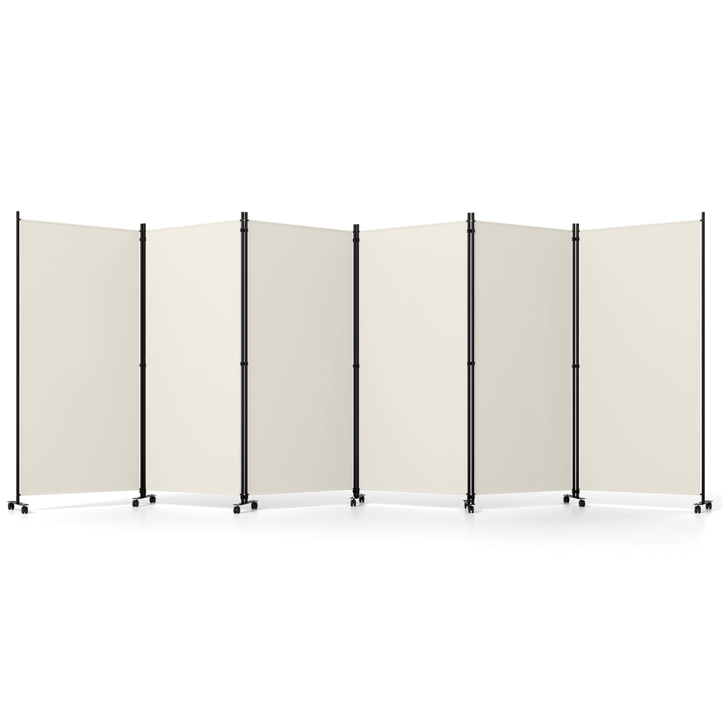 6-Panel Folding Room Divider with Wheels
