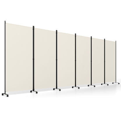 6-Panel Folding Room Divider with Wheels