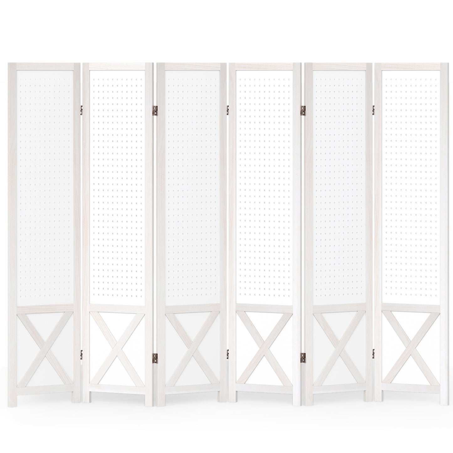6-Panel Pegboard Room Divider 67 Inches Tall Foldable Privacy Screen