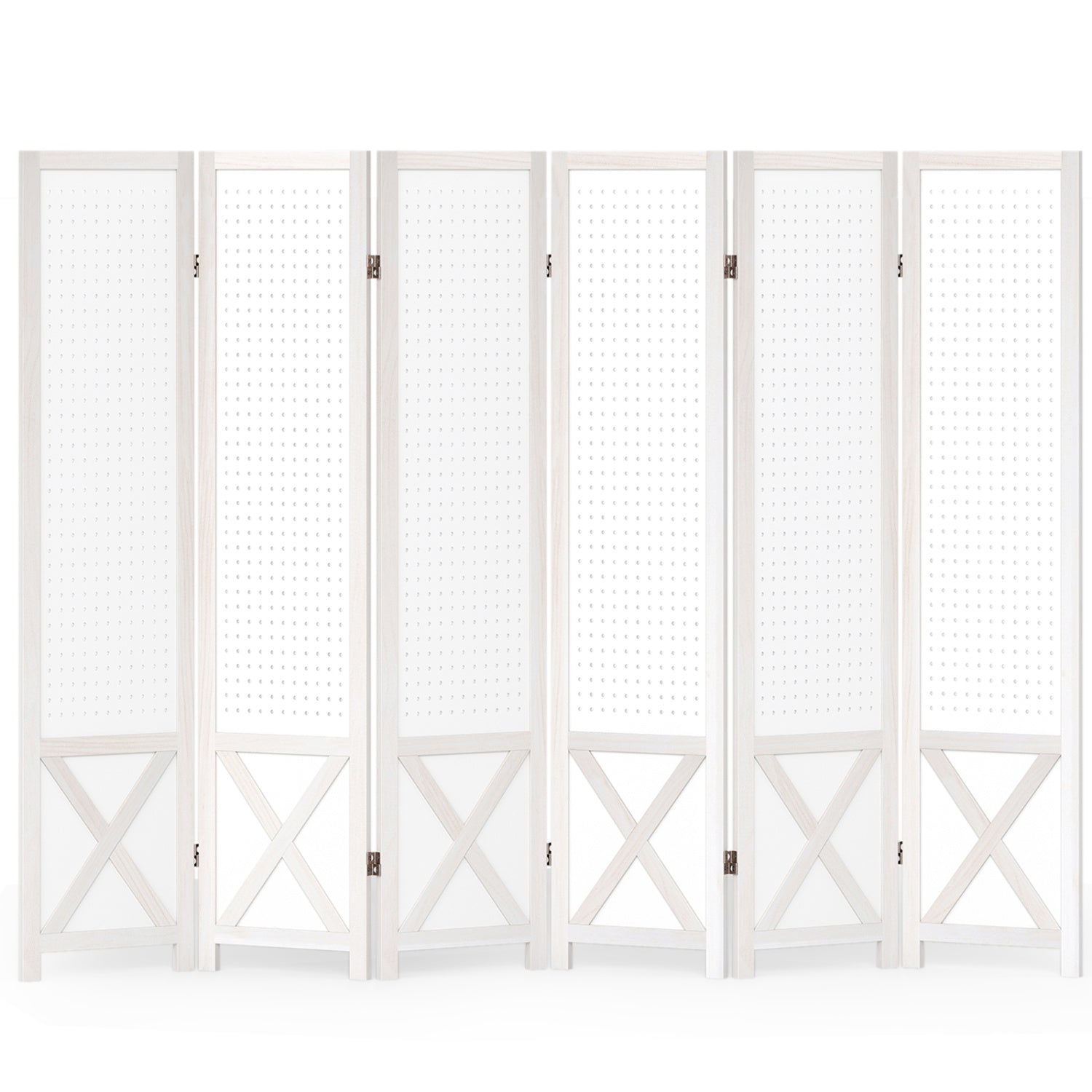 6-Panel Pegboard Room Divider 67 Inches Tall Foldable Privacy Screen