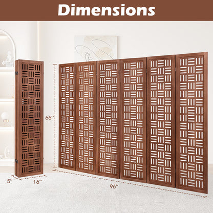 6-Panel Solid Wood Room Divider Folding Partition Stand