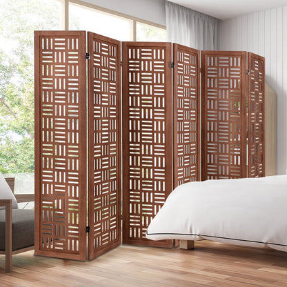 6-Panel Solid Wood Room Divider Folding Partition Stand