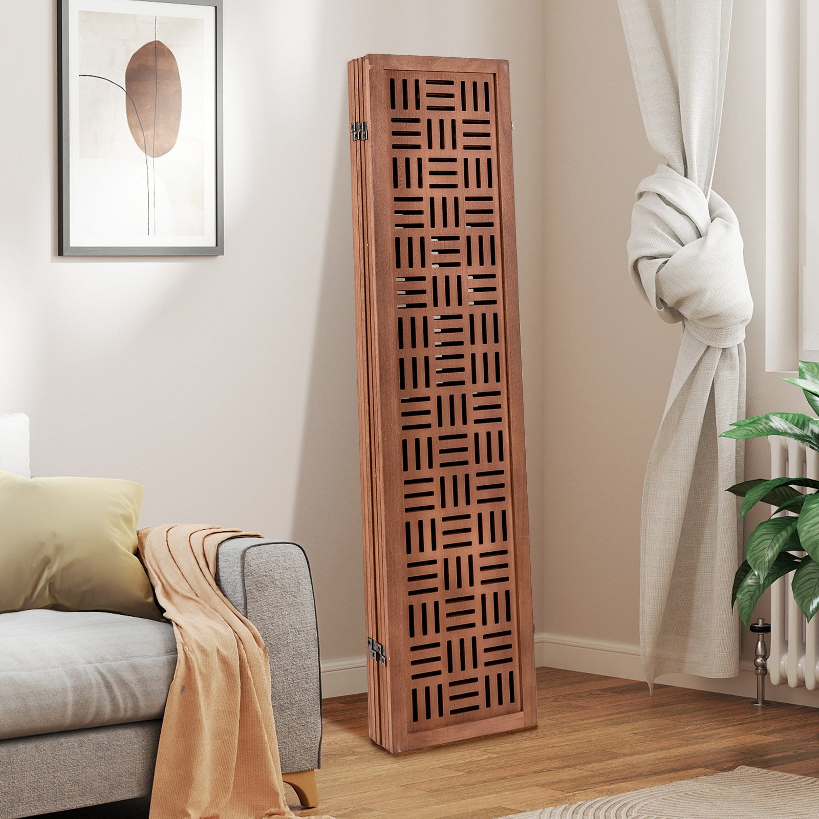 6-Panel Solid Wood Room Divider Folding Partition Stand
