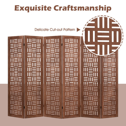 6-Panel Solid Wood Room Divider Folding Partition Stand