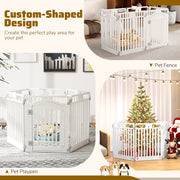 6-Panel Tall Dog Playpen Foldable Pet Fence with Locking Door-White