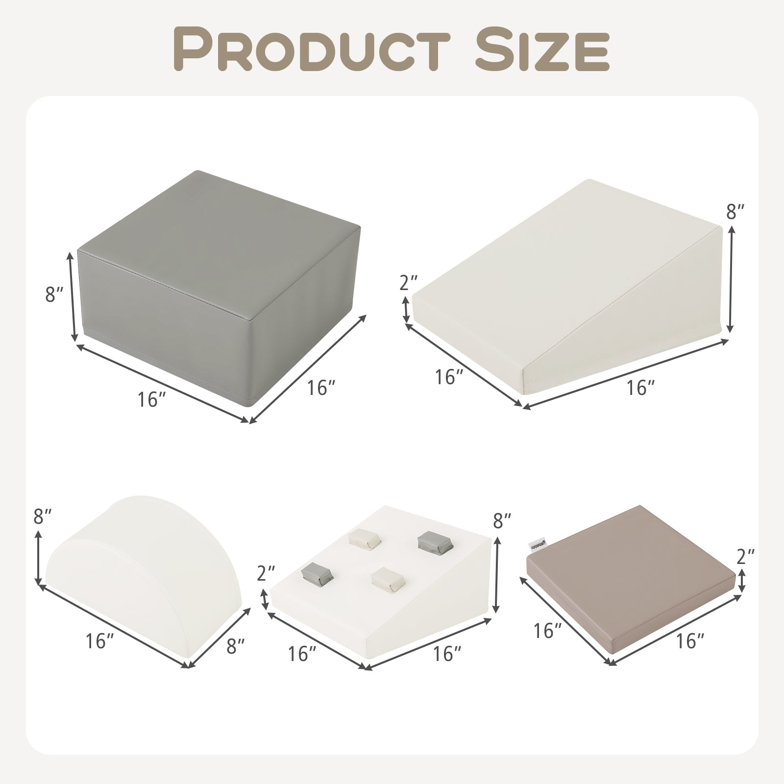 6-Piece Foam Climbing Blocks with Hook and Loop Fasteners - White