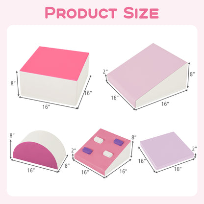 6-Piece Foam Climbing Blocks with Hook and Loop Fasteners - Pink