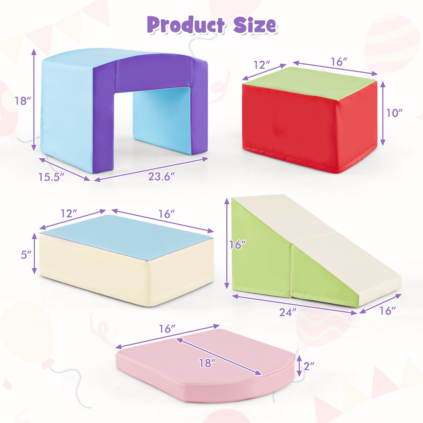 6 Pieces Foam Climbing Blocks Soft Play Climbing for Toddlers with Tunnel-Beige - Beige