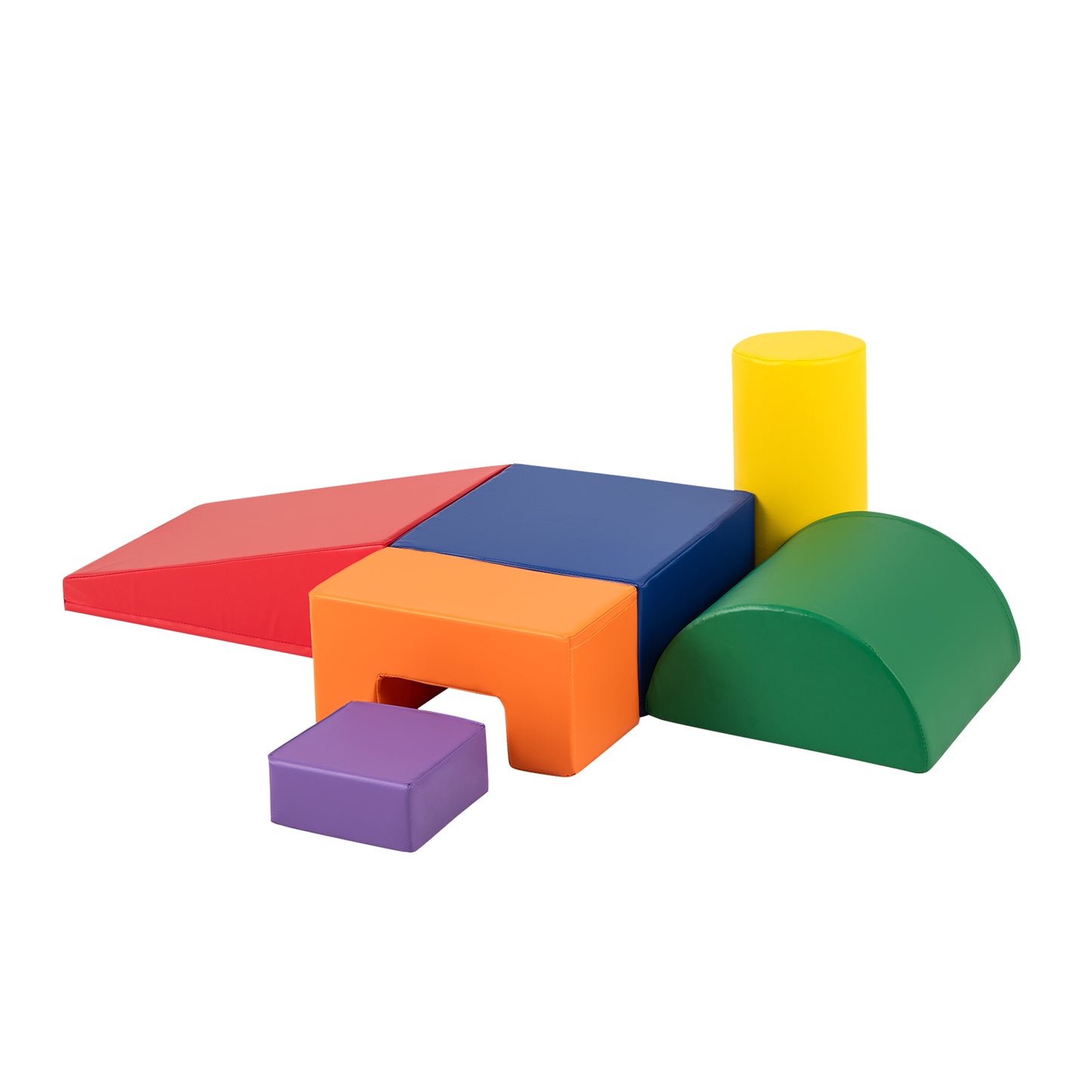 6 Pieces Foam Climbing Blocks Indoor Climb and Crawl Activity Playset with Rectangles-Pink - Orange
