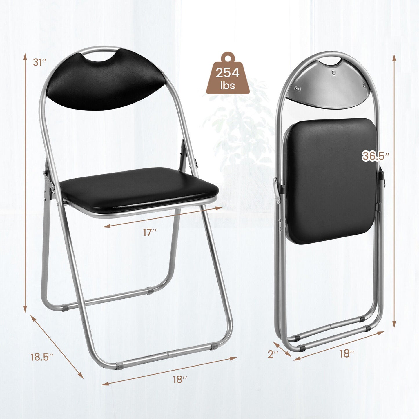 2/4/6 Pieces Portable Folding Dining Chairs Set with Carrying Handles