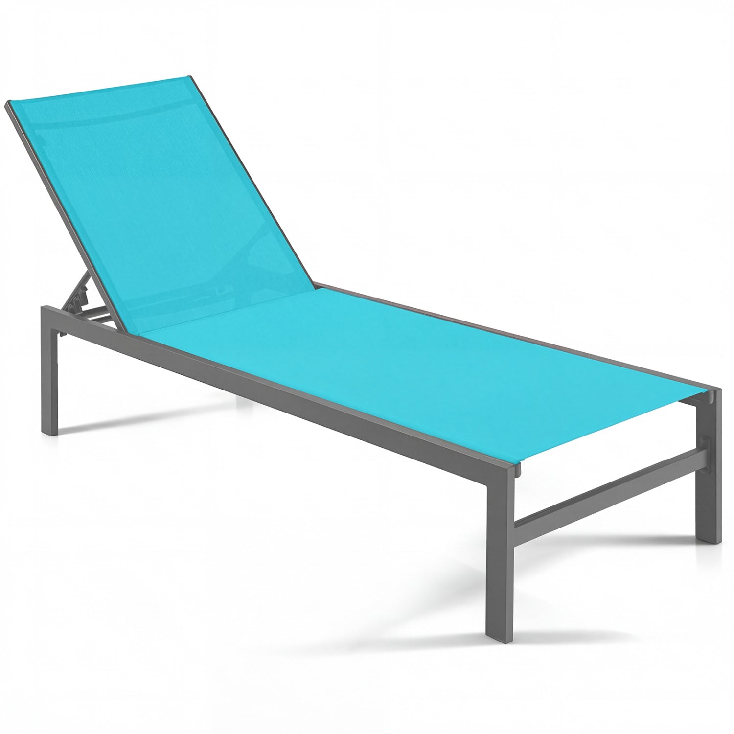 6-Position Chaise Lounge Chairs with Rustproof Aluminium Frame-Brown - Turquoise