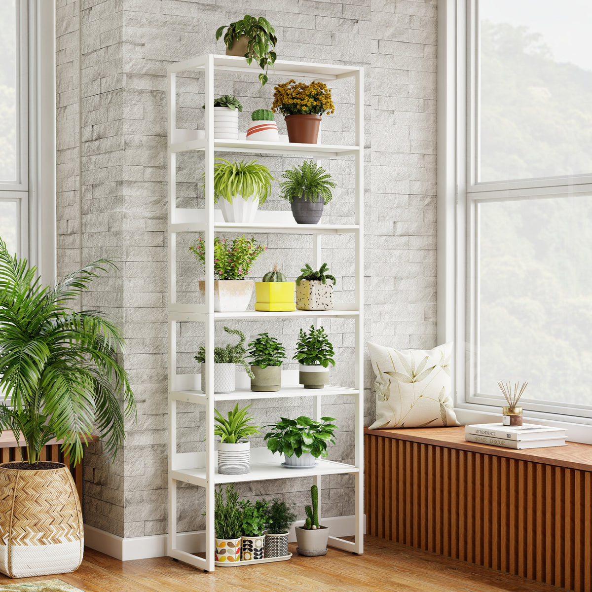 6-Tier Bookshelf with Metal Frame and Anti-Tipping Kits