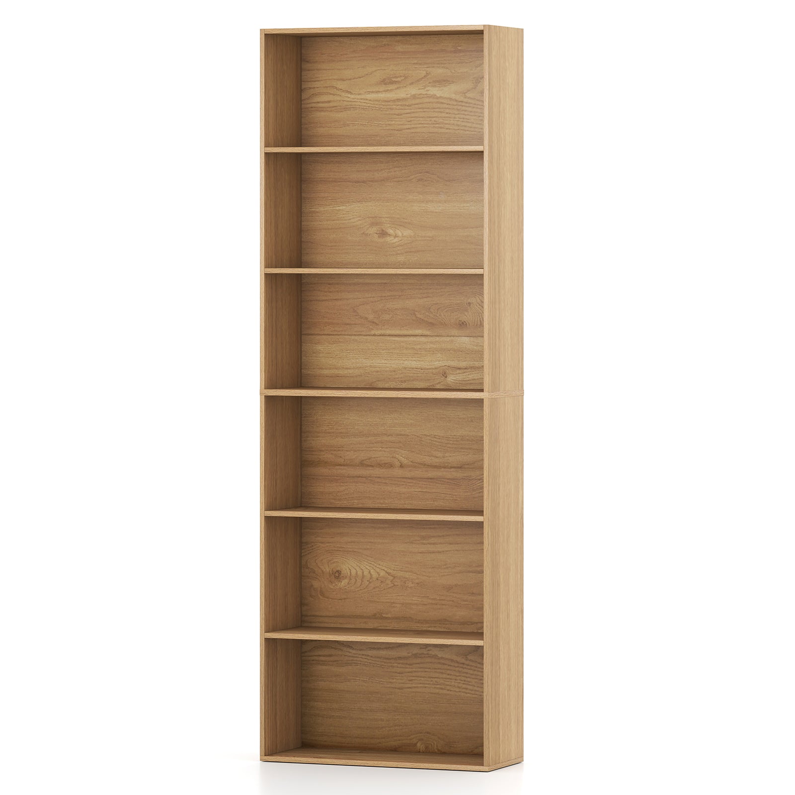 6-Tier Bookcase with 6 Open Shelves and Anti-Toppling Kits-Natural - Natural