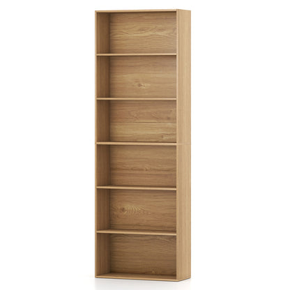 6-Tier Bookcase with 6 Open Shelves and Anti-Toppling Kits-Natural - Natural
