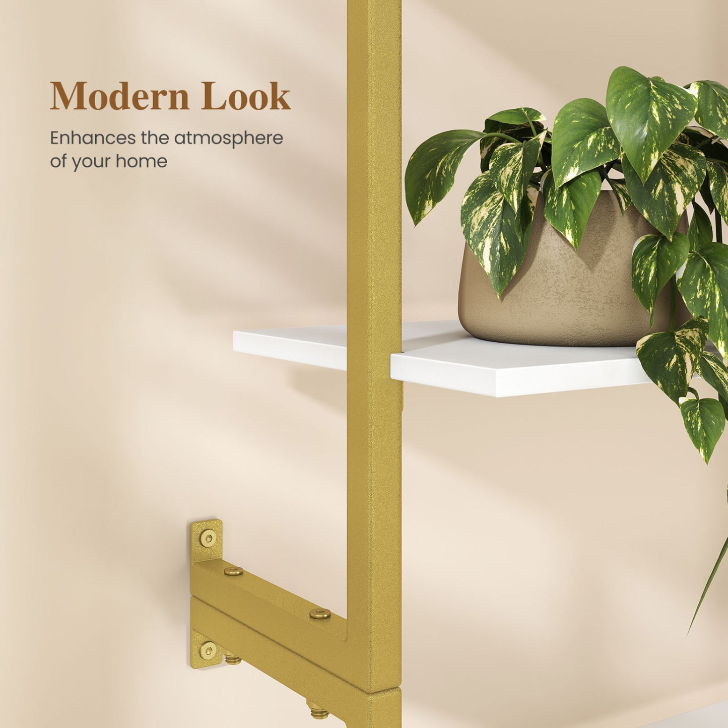 6-Tier Ladder Bookshelf with Metal Frame