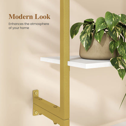 6-Tier Ladder Bookshelf with Metal Frame