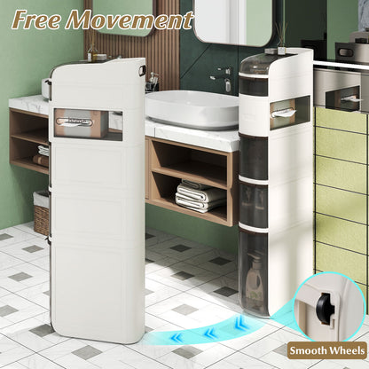 6-Tier Narrow Bathroom Storage Cabinet with Drawers and Tissue Box