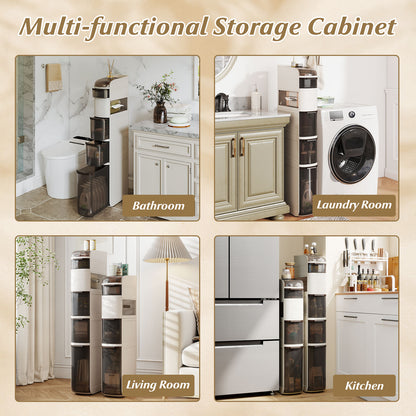 6-Tier Narrow Bathroom Storage Cabinet with Drawers and Tissue Box