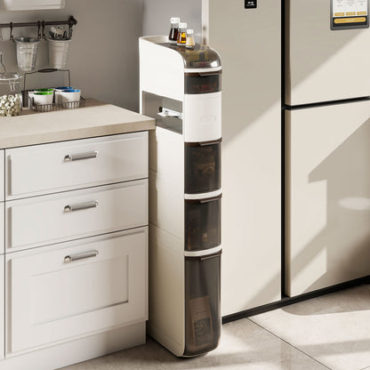 6-Tier Narrow Bathroom Storage Cabinet with Drawers and Tissue Box