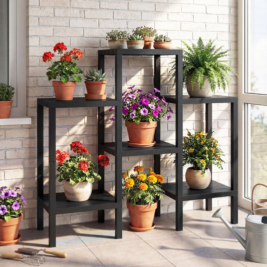 6-Tier Plastic Modular Storage Shelves for Living Room and Kitchen-Black
