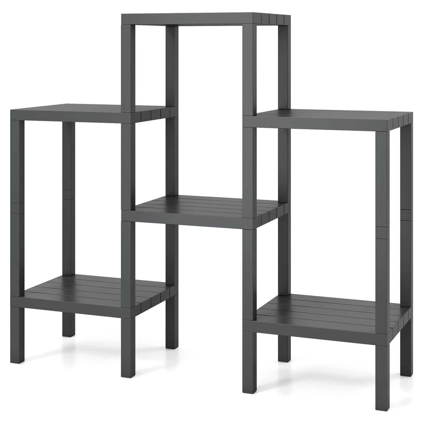6-Tier Plastic Modular Storage Shelves for Living Room and Kitchen-Gray