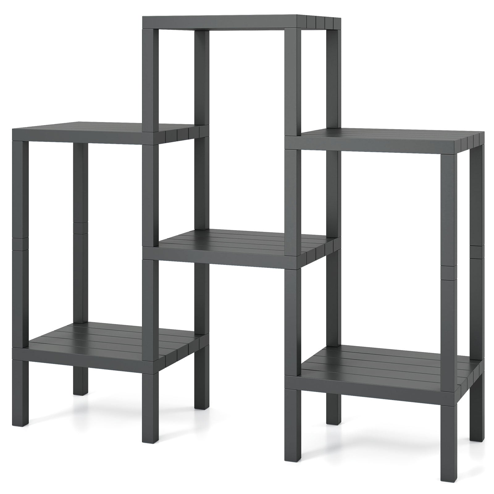 6-Tier Plastic Modular Storage Shelves for Living Room and Kitchen-Gray