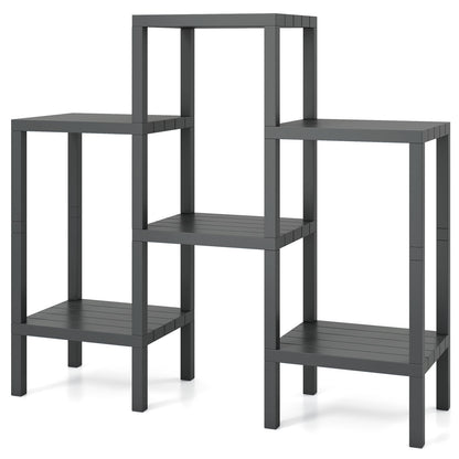 6-Tier Plastic Modular Storage Shelves for Living Room and Kitchen-Gray