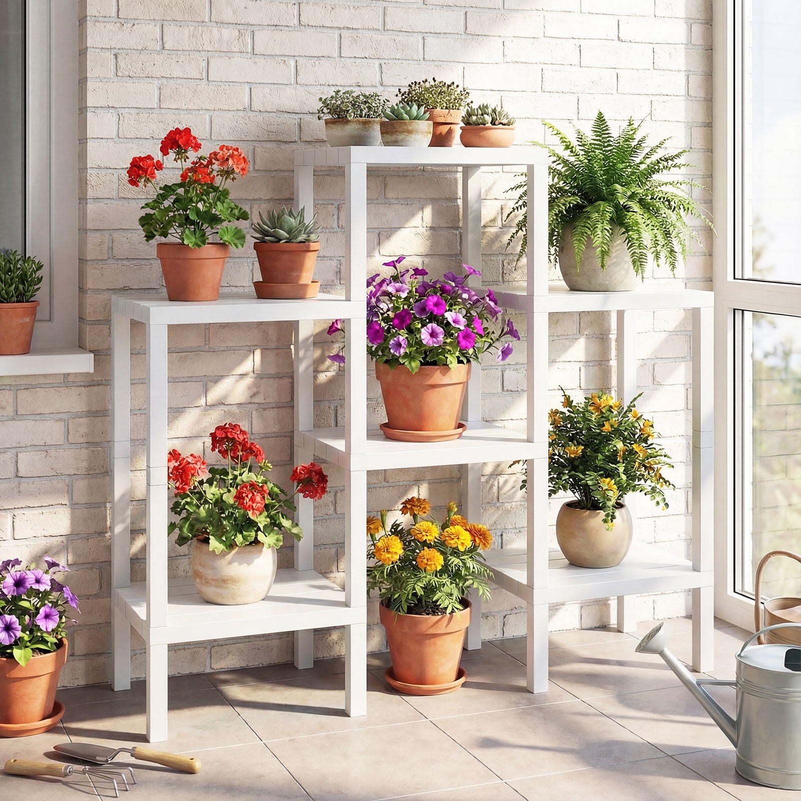 6-Tier Plastic Modular Storage Shelves for Living Room and Kitchen-White