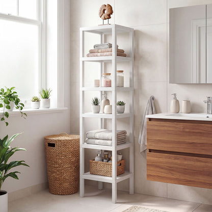 6-Tier Plastic Modular Storage Shelves for Living Room and Kitchen-White