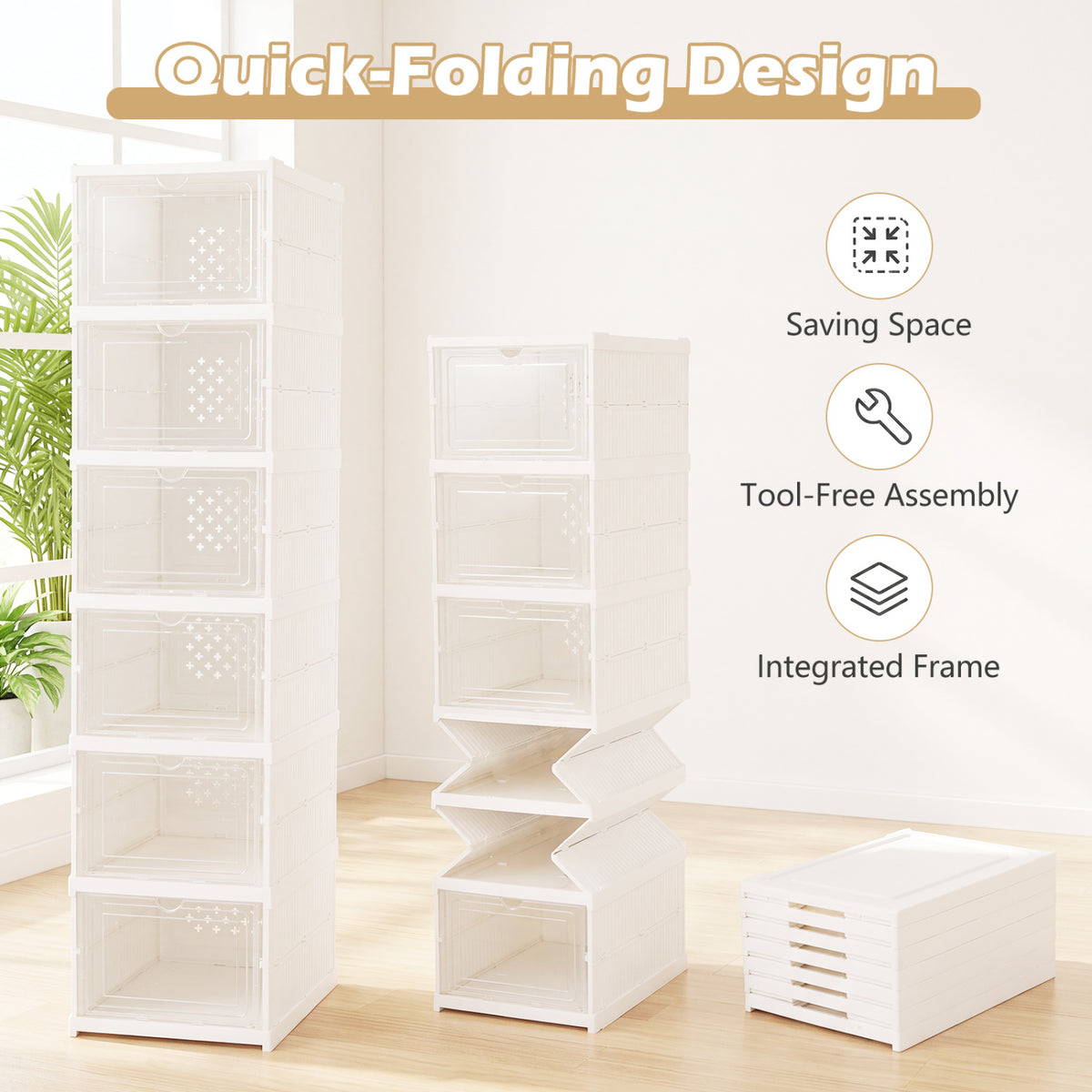 6-Tier Shoe Organizer with Clear Doors - Set of 2