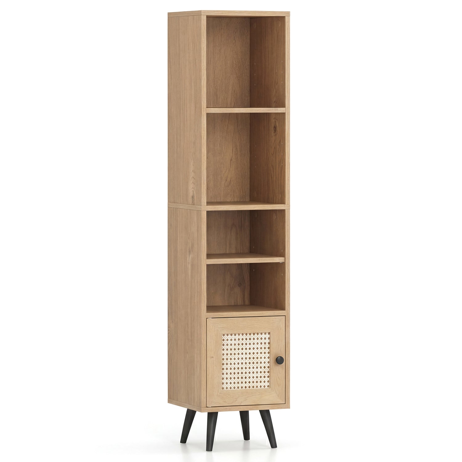 6-Tier Tall Narrow Bookcase 54 Inches Slim Storage Cabinet-Natural