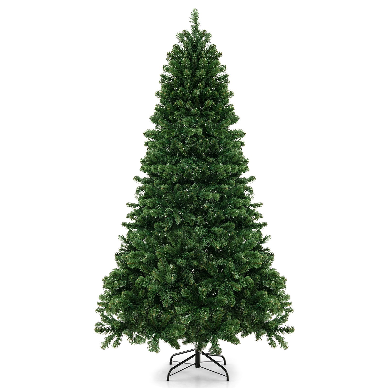6/7/8 Feet Hinged Christmas Tree with PVC Branch Tips Warm White LED Lights-8 ft